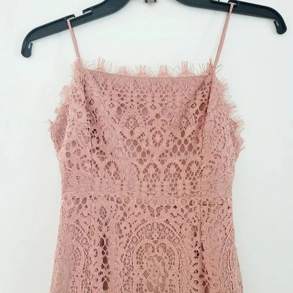 ASOS DESIGN Petite Square Neck Pencil Sheath Midi Lace Blush Pink Dress 0 XS NWT - Picture 4 of 14